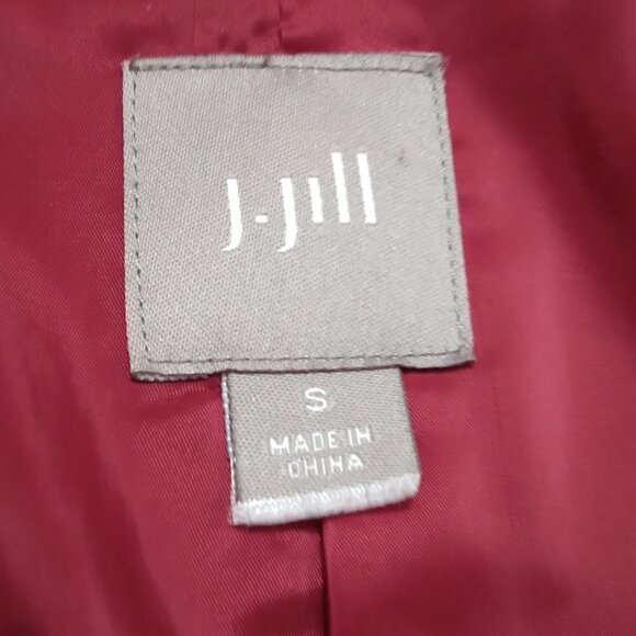 J.Jill | Wool Blend Textured Loose Weave Blazer Jacket Dark Red | Size S - Picture 8 of 10